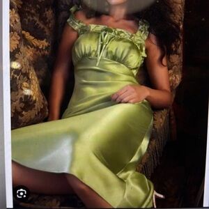 Reformation Erdem Green Silk Dress